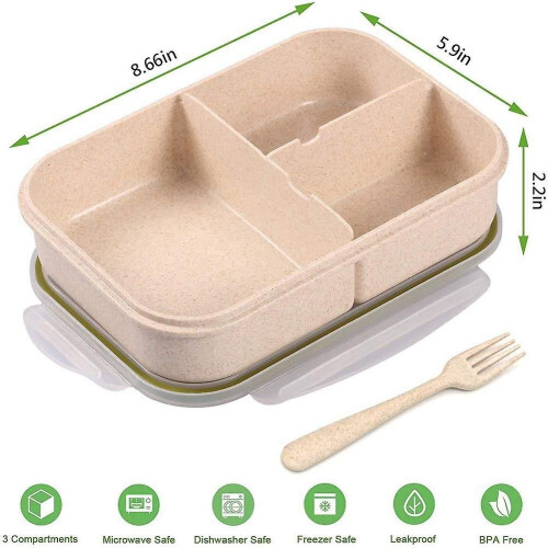 For 3 Compartment Lunch Box Leak Proof(flatware Included,photo Color) 1