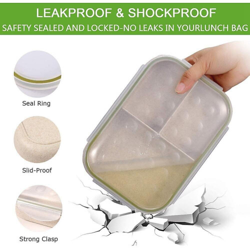 For 3 Compartment Lunch Box Leak Proof(flatware Included,photo Color) 2