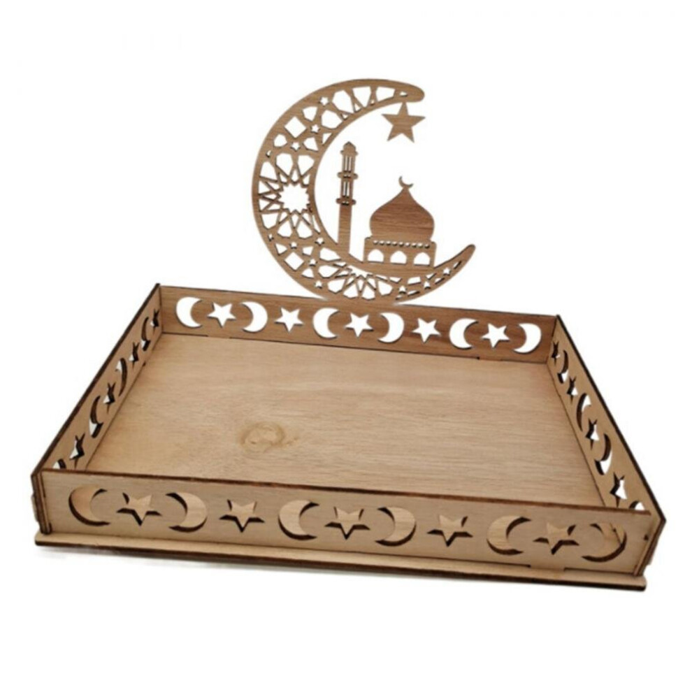 Hkhbjs Wooden Eid Mubarak Food Tray Ramadan Decoration For Home