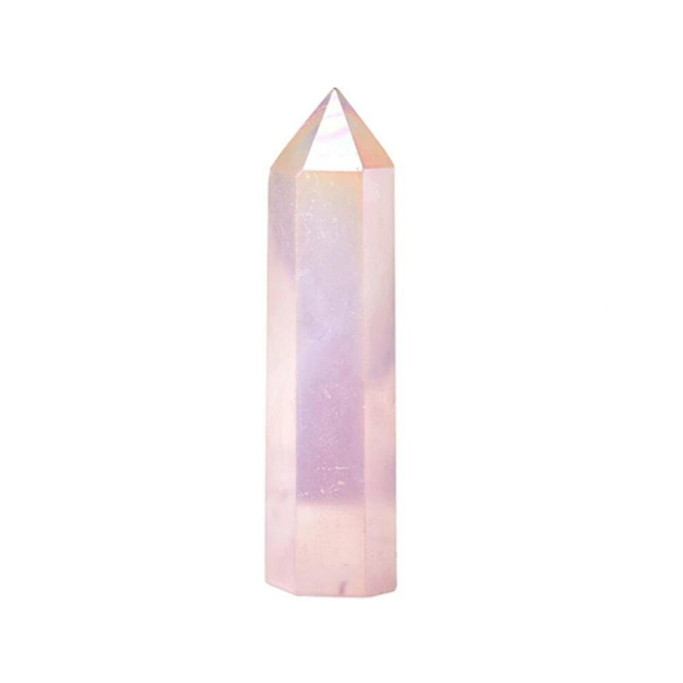 Natural Aura Rose Quartz Crystal Point Wand Healing Stone 7-8cm