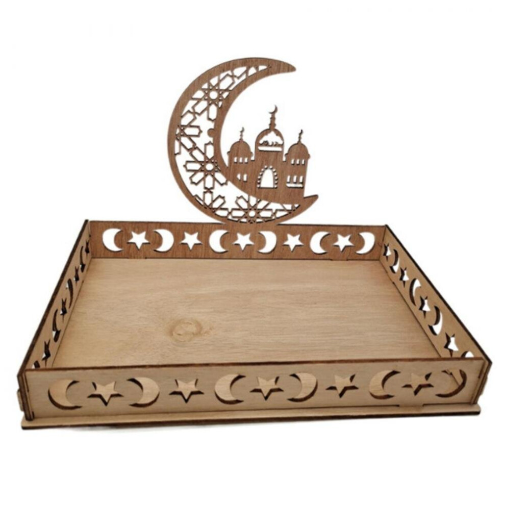 Wooden Eid Mubarak Food Tray Ramadan Decoration For Home