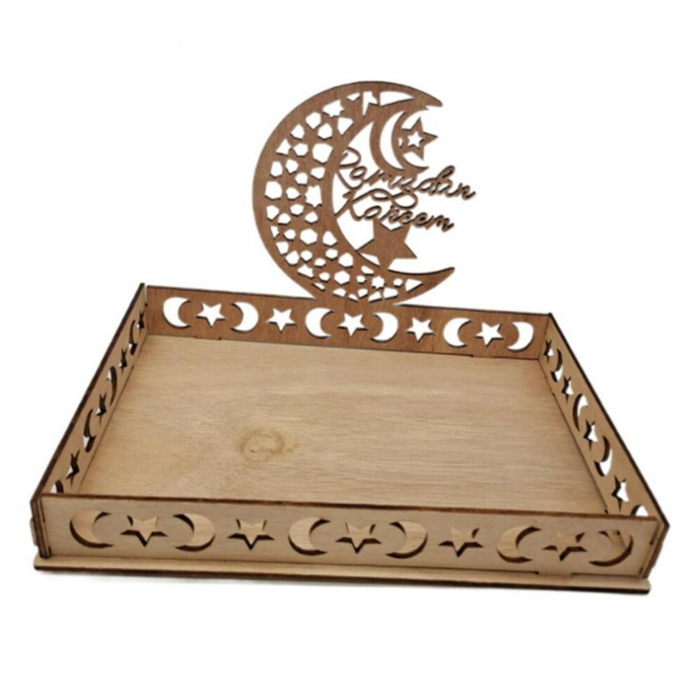 Hkhbjs Wooden Eid Mubarak Food Tray Ramadan Decoration For Home