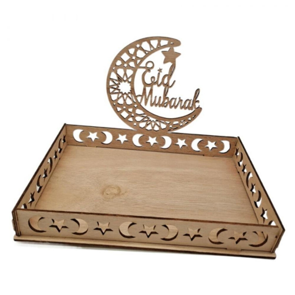 Hkhbjs Wooden Eid Mubarak Food Tray Ramadan Decoration For Home