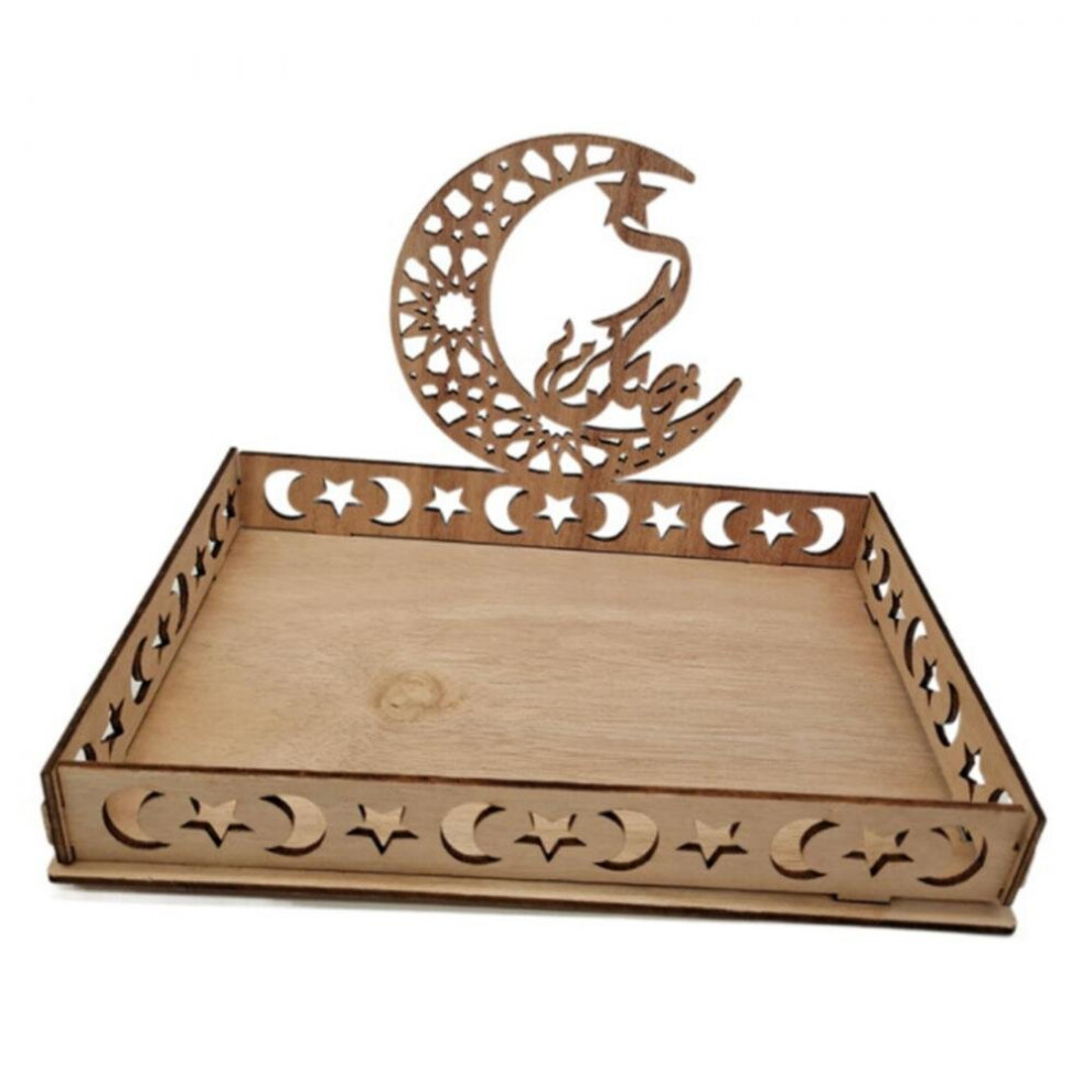 Hkhbjs Wooden Eid Mubarak Food Tray Ramadan Decoration For Home