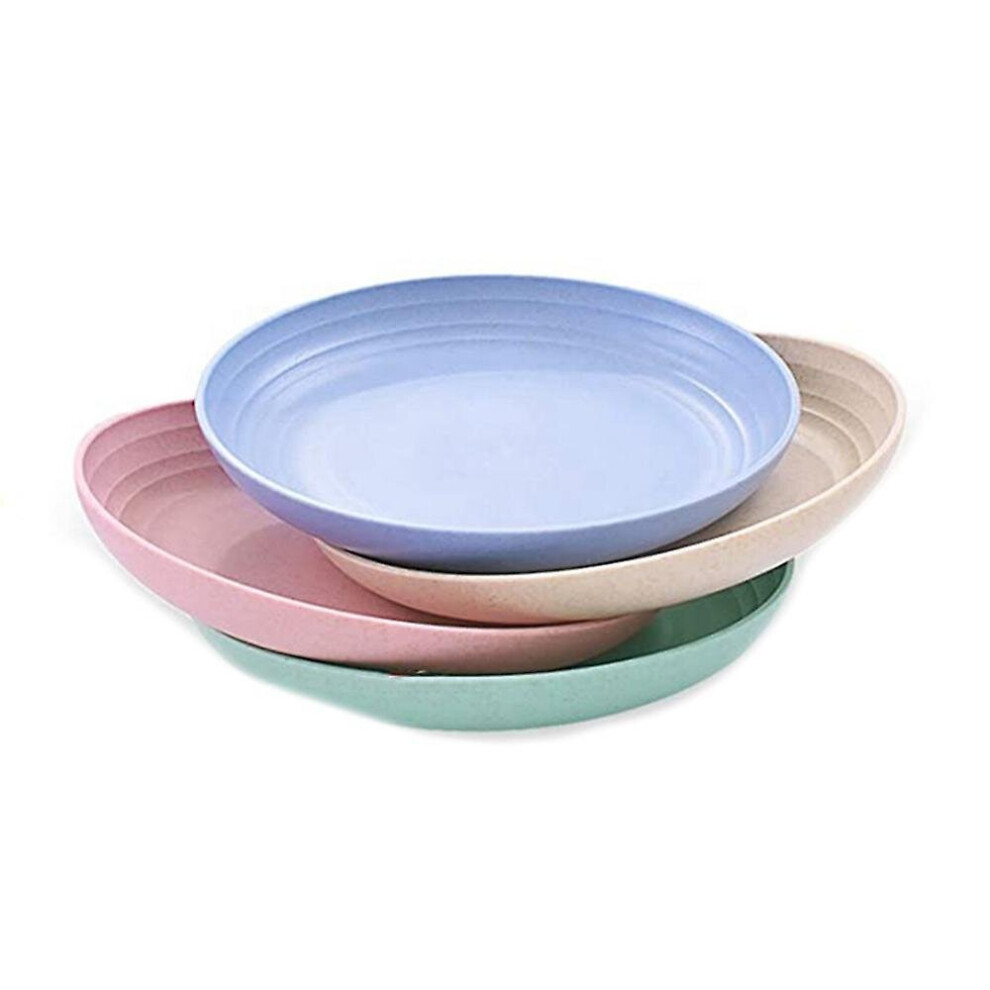 4pcs 10 Inch Wheat Straw Deep Dinner Plates - Plastic Dinner Plates