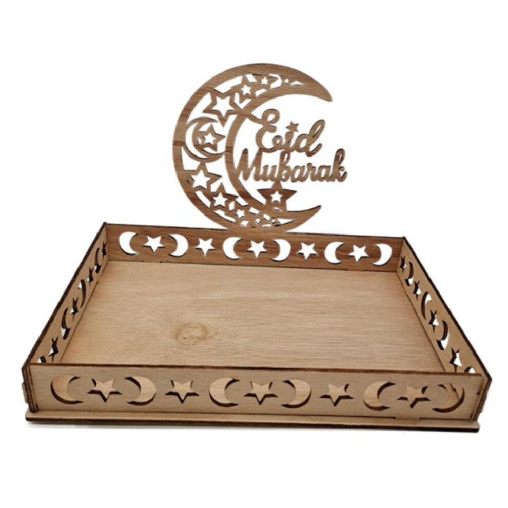 Hkhbjs Wooden Eid Mubarak Food Tray Ramadan Decoration For Home