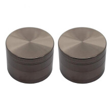 2x 4-layer Spice Herb Grinder Zinc Alloy With Pollen Collector -gray