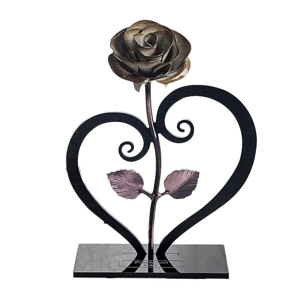 Iron Metal Rose Ornaments Rose With Heart-shaped Bracket(gold)