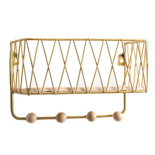 Wall Mount Iron Entryway Shelf Key Holder For Magazines And Keys
