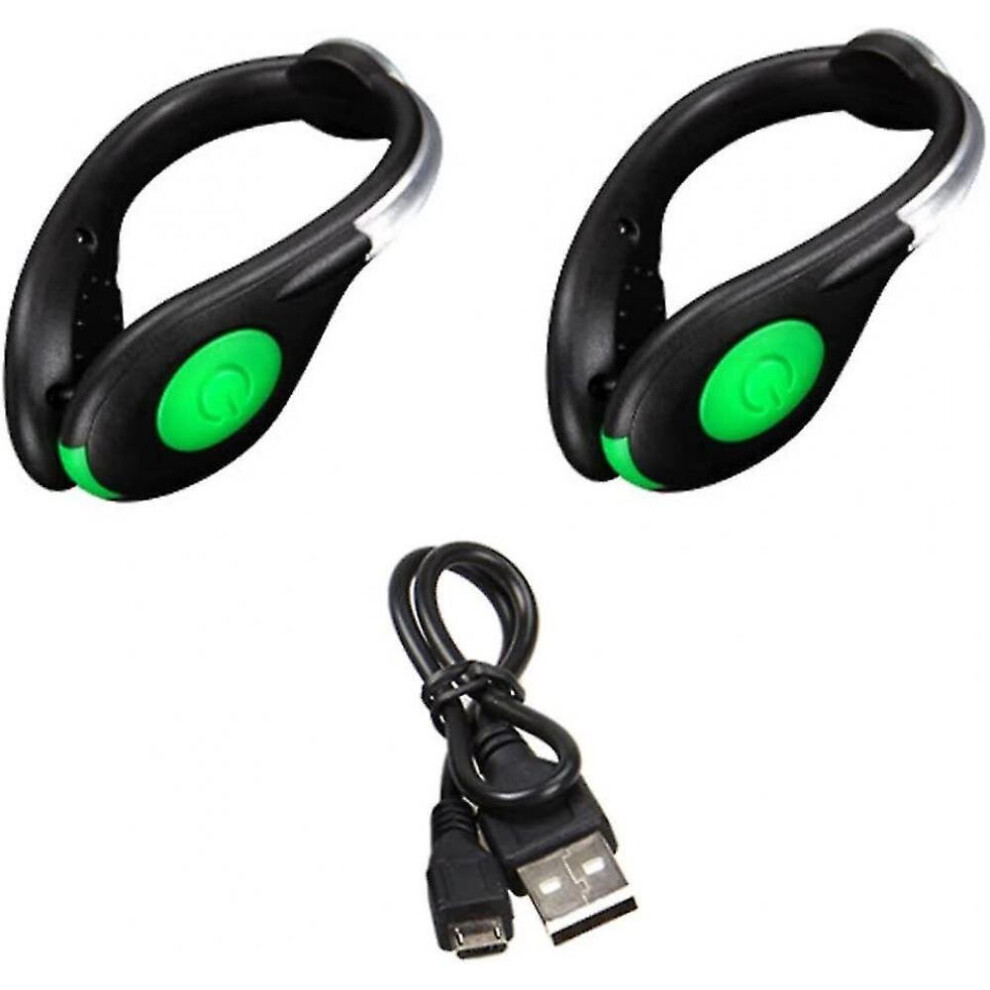 Th Shoe Clip Light Usb Rechargeable Night Running Equipment Safety Rainproof Jogging Flashing Outdoor Equipment Clip Light (green) (2pcs)-image-OPC-P9WDNFQ-NEW