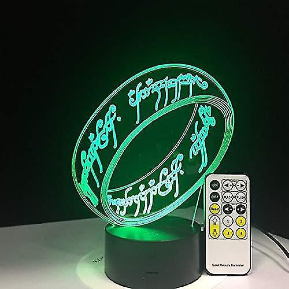 Shxx Lord Of The Rings 3D Lamp 7 Colors Kids Gift Touch Night Light For Children Holiday 3D Illusion Desk Lamp Movie Memory Present 3D9l-358