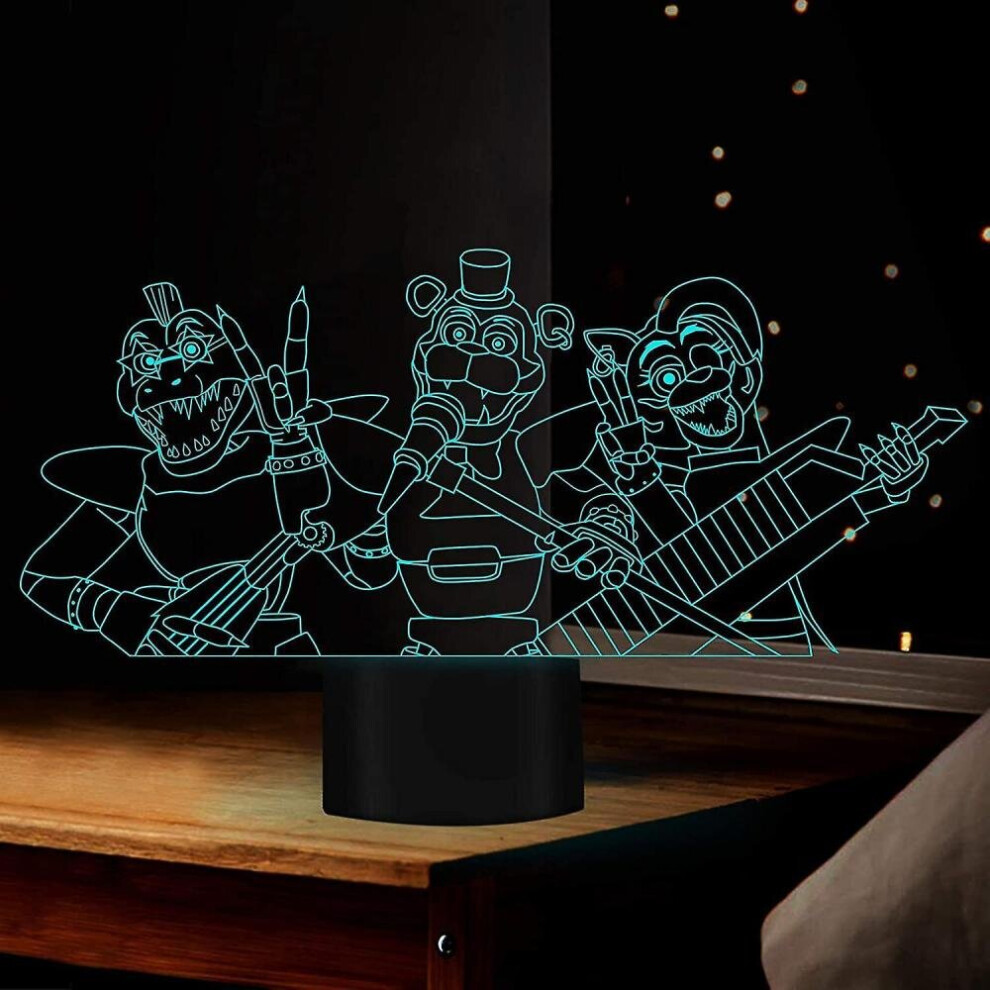 Wekity Five Night At Freddy's 3D Illusion Lamp Kid Room Bedside Lamp Five Night At Freddy's Security Breach Night Light,16 Colors Change Decor Lamp Wi