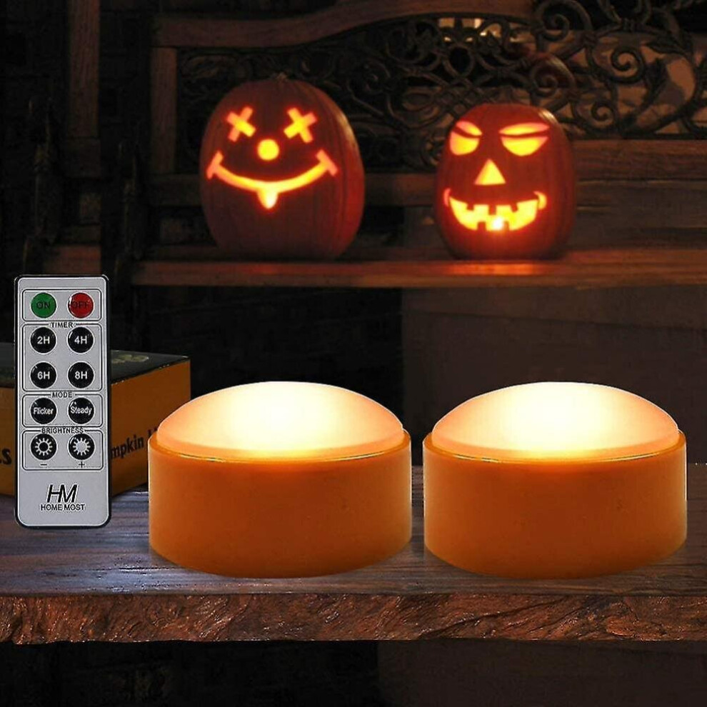 Shxx Home 2-pack Halloween Pumpkin Lights With Remote / Timer - Orange Pumpkin Lights Led Battery Operated Halloween Decor - Led Lights Halloween Zs-