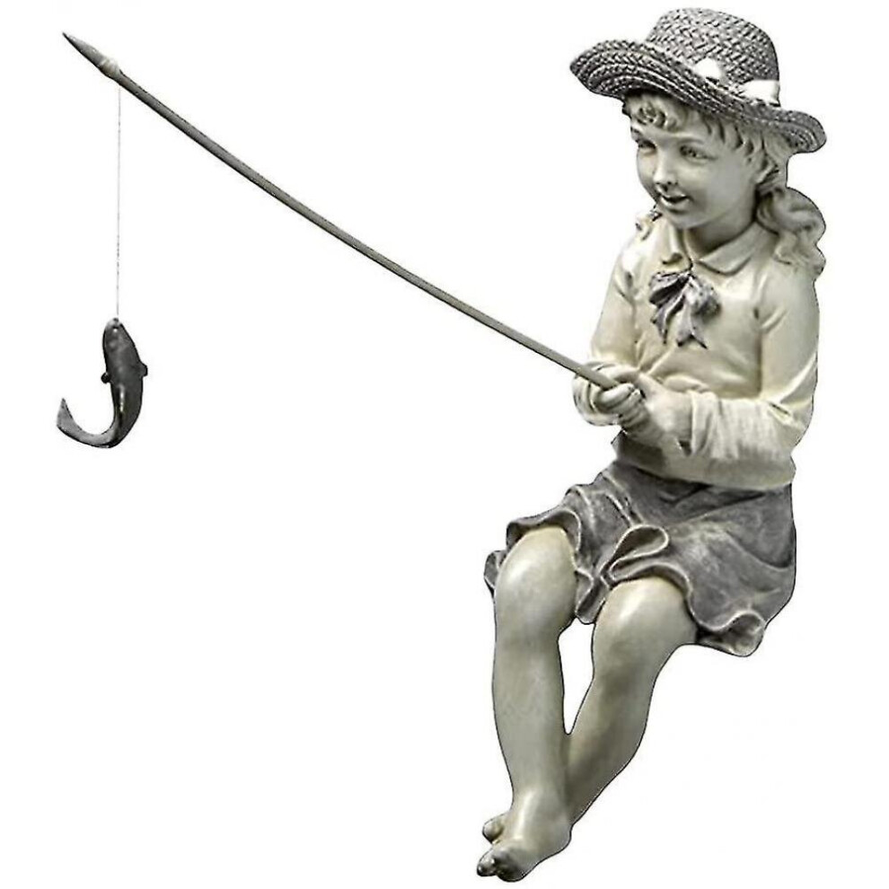 Shxx 3D Boy Girl Fishing Garden Statue Sculpture Figurine Landscape Home Outdoor Lawn Yard Resin Ornaments Decoration For Patio,balcony,girl Xq-zs1686