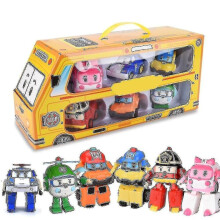 6pcs/set Korea Toys Robocar Poli Transformation Robot Poli Amber Roy Car Model Anime Action Figure Toys
