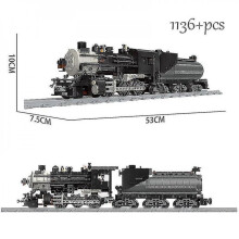 New Railway Classic Steam Locomotive Train Railways Railroad Track Kits Building Blocks Simulation Model Bricks Kids Toy Gift