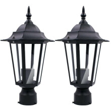 Post Pole Light Outdoor Garden Patio Driveway Yard Lantern Lamp Black
