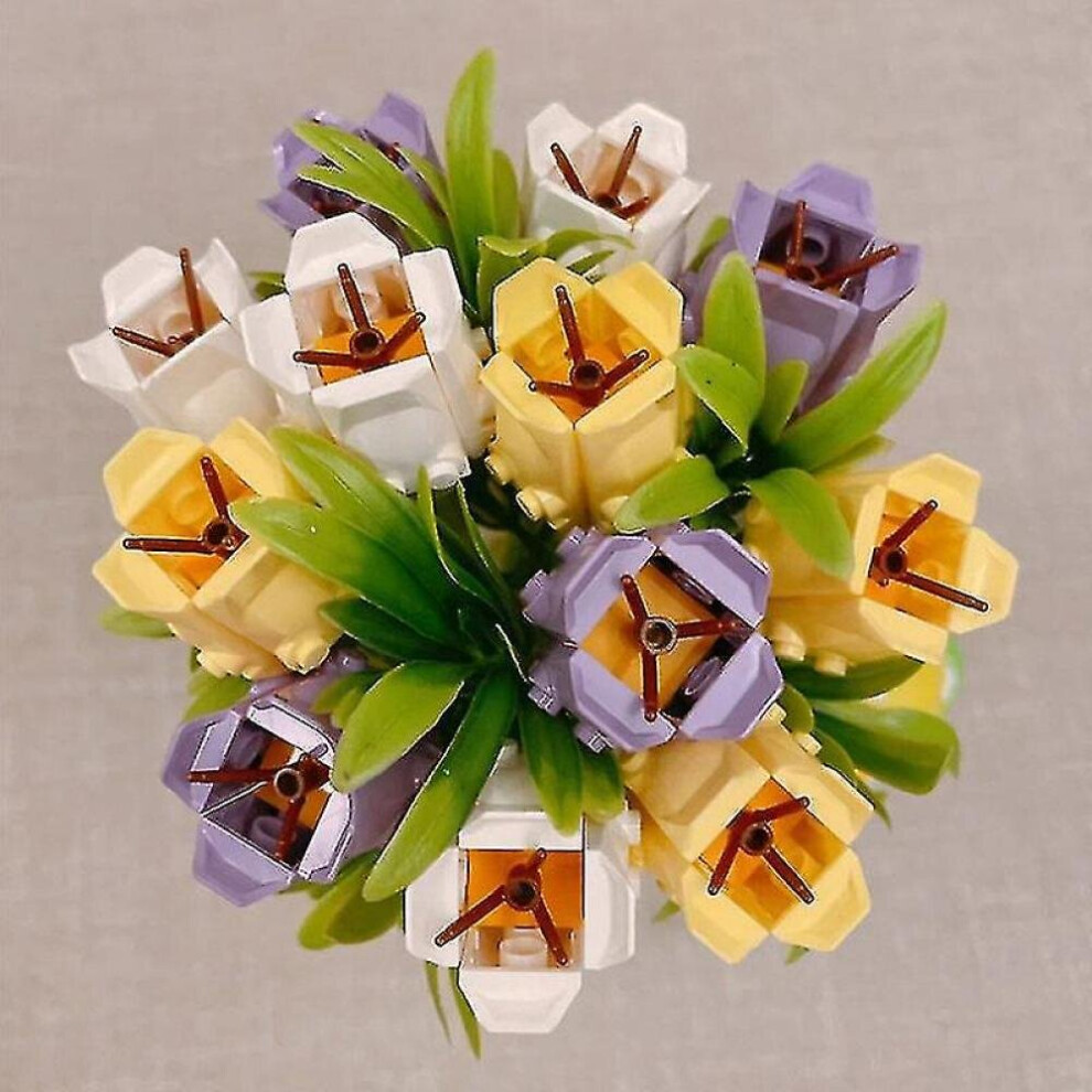 Photos - Construction Toy HKHBJS Tulip Building Block Bouquet Sunflower Flower 3 D Model Home Decoration Plant Potted Flower Assembly Bricks Child Festive Gi 