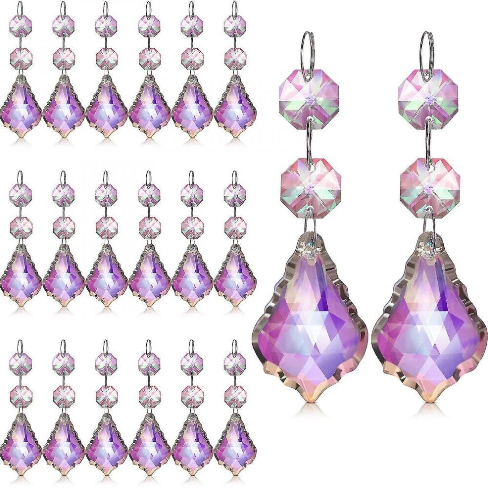 20pcs 38 Mm Leaf Crystals Rainbow Chandelier Pendants Parts Ornament