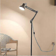 Wrought Iron Adjustable Floor Lamp E27 220v Lamp Living Room Bedroom Kitchen(black)