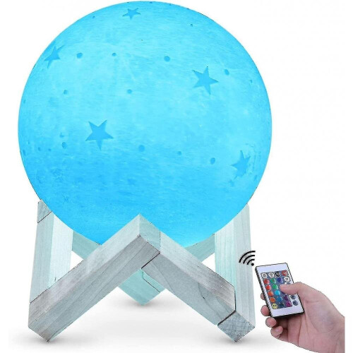 3D Moon Lamp 20cm 16 Colors, Usb Rechargeable Touchscreen Moon Night
