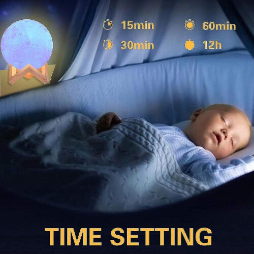 3D Moon Lamp 20cm 16 Colors, Usb Rechargeable Touchscreen Moon Night 2
