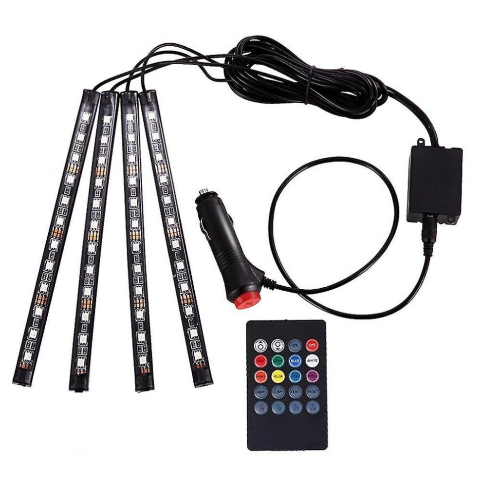 Car Atmosphere Lamp Colorful Rgb Strip Sound Controlled Led Lamp Car Interior Music (4 Strip S 48 Leds) Light 6933156613579
