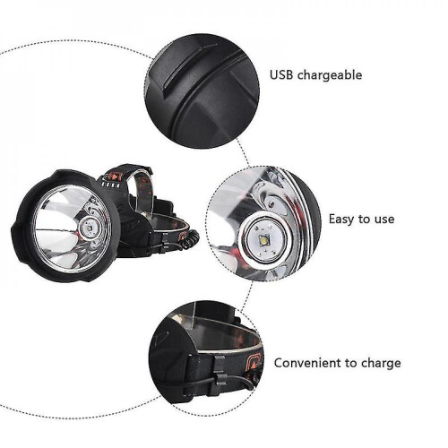 1 Set Led Headlamp Usb Rechargeable Headlight Outdoor Warning Flashlight 2