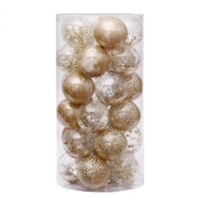 Shatterproof Clear Plastic Christmas Ball Ornaments Decorative Xmas Balls Baubles Set With Stuffed Delicate Decorations (24counts)