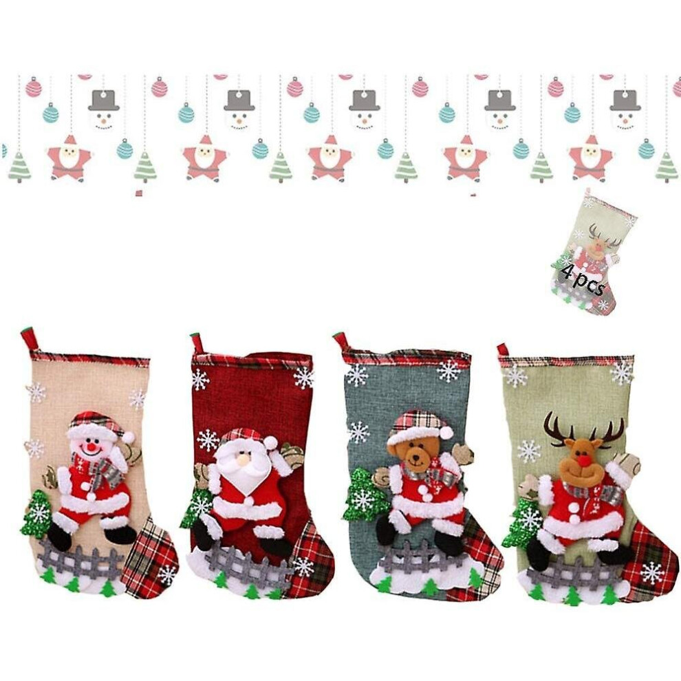 4 Pcs Santa Claus Stocking Set, Christmas Stocking Gifts