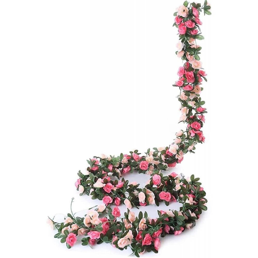 5 Pack 41 Ft Fake Rose Vine Flowers Plants Artificial Flower Hanging Rose Ivy Home Hotel Office Wedding Party Garden Craft Art Dcor Pink