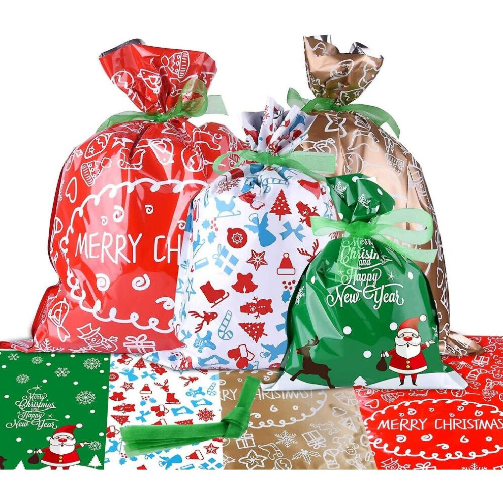 Christmas Gift Bags Gift Wrapping Assorted Gifts Styles Bags With Ribbon Ties For Christmas Wrapping Gifts