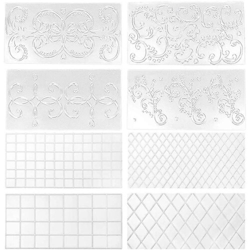 16 Pieces Embossed Structure Mat, Lace Fondant Mat,30.7*16cm