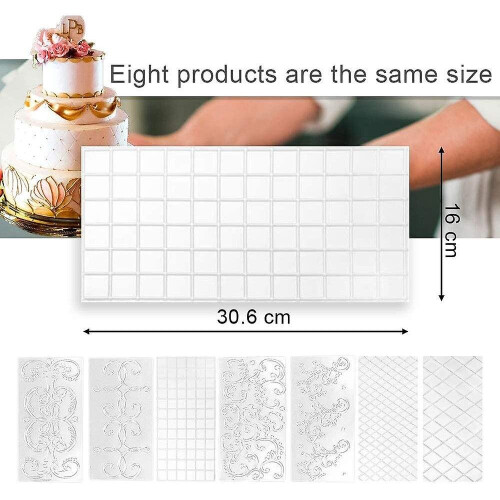 16 Pieces Embossed Structure Mat, Lace Fondant Mat,30.7*16cm 1