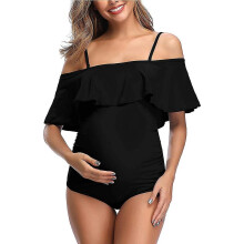 Women Off-shoulder Maternity Swimsuits Flounce Floral One Piece Bathing Suits