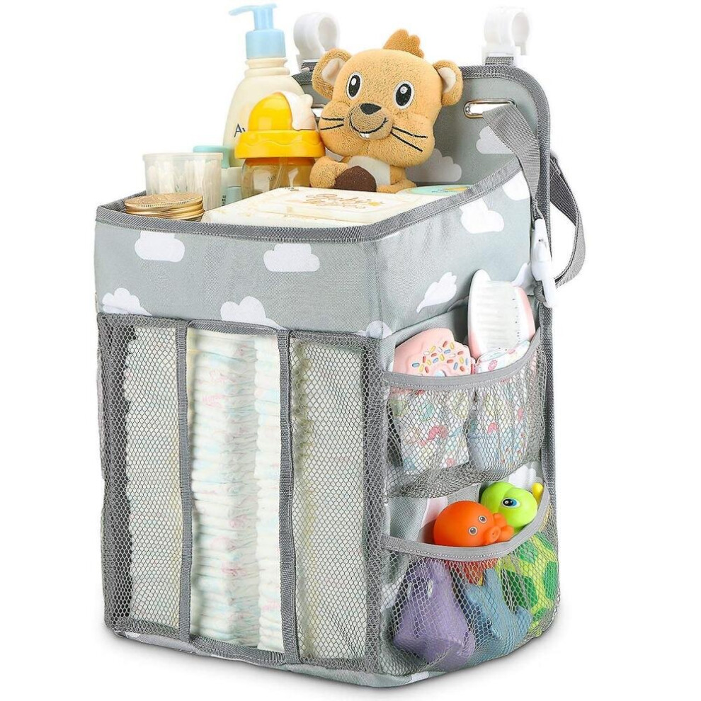 Hkhbjs Gray Anging Crib Organizer, Diaper Organizer, Multifunctional Bedside Bag