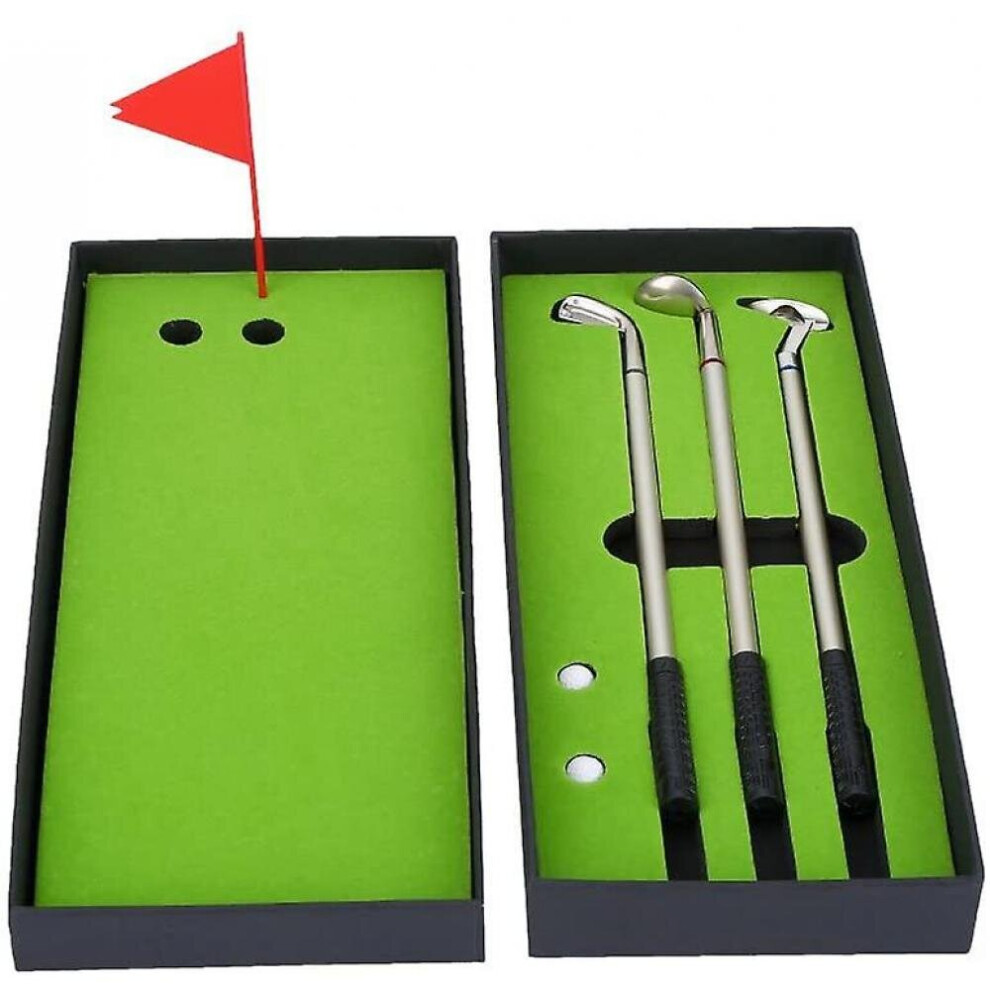 Golf Pen Golf Balls Set, Mini Desktop Golf Ball Pen Gift Golf Pens Set, Mini Golf Pens And Flag Gift Box Stationery Decorations For Golfers Fans