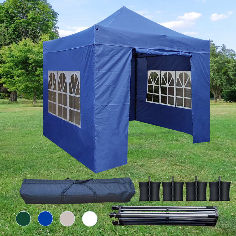 (Blue) 3x3M Heavy Duty Pop Up Gazebo Canopy Marquee Commercial Market Stall
