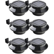 Pack Of 6 Solar Powered Led Lights For Gutter, Fence, Roof, Gutter, Garden, Yard, Wall, Black