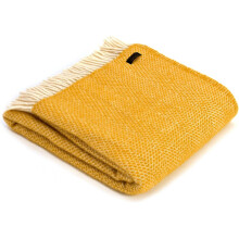 Tweedmill Textiles Honeycomb pure new wool blanket throw rug - Golden Yellow - BRITISH MADE