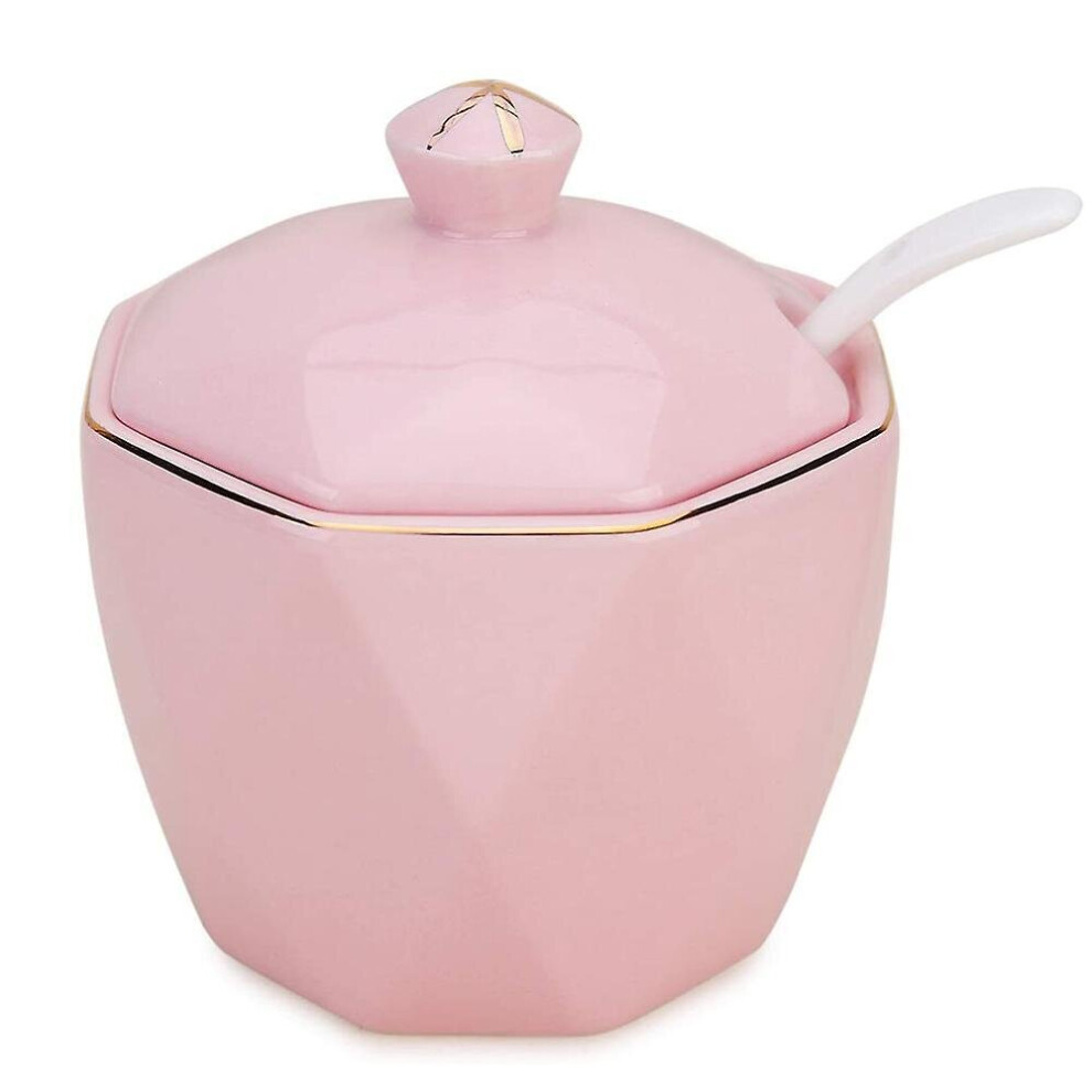 Dispenser Salt Container Ceramic Sugar Bowl With Lid And Spoon For Home And Kitchen For Simple Kitchen Supplies Salt Pot Pond Pot Msg Pot Seasoning Po