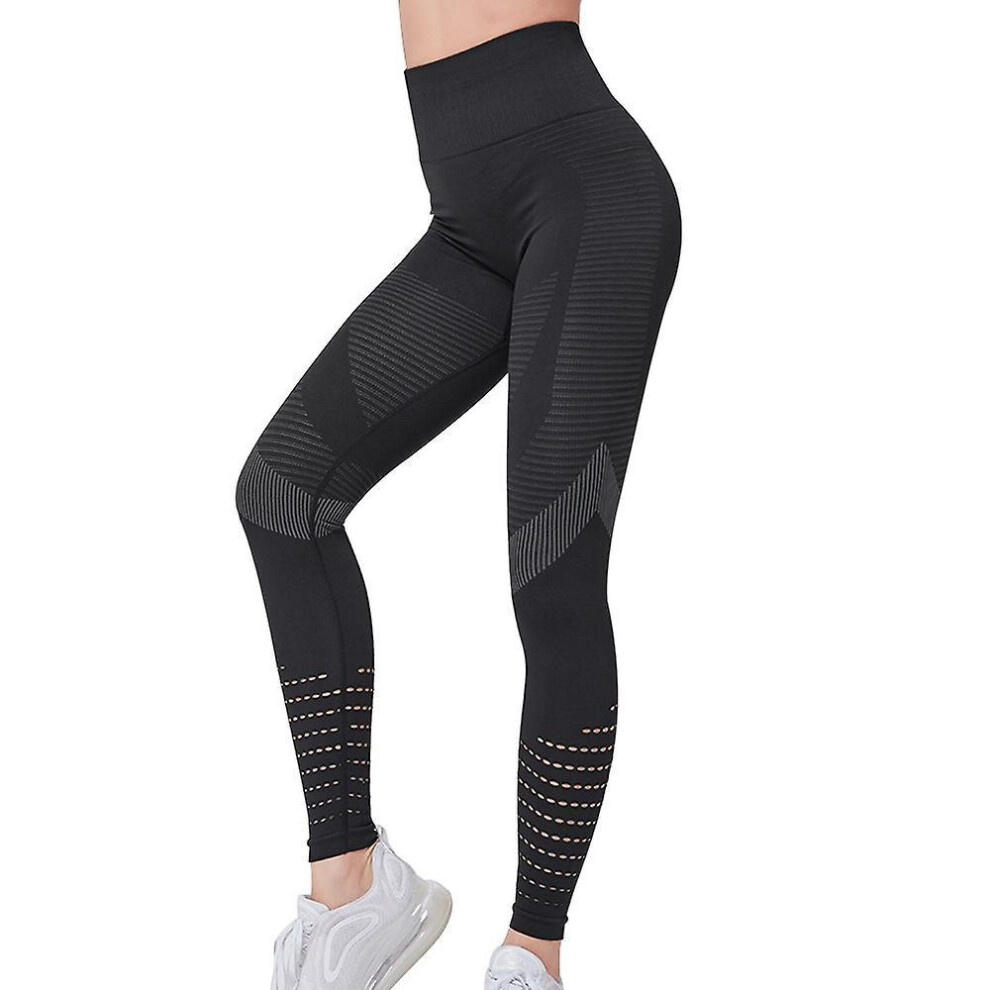 High-elegant Buttocks Sports Fitness Pants Women No Embarrassing Line Tight  Stretch Yoga Pants colour black size XL