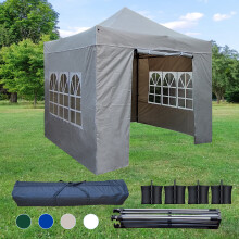 (Grey) 3x3M Heavy Duty Pop Up Gazebo Canopy Marquee Commercial Market Stall