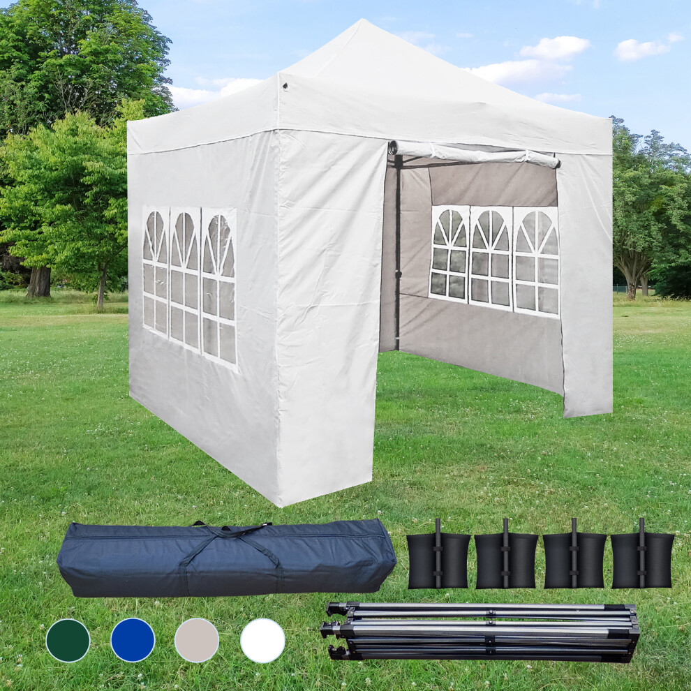 (White) 3x3M Heavy Duty Pop Up Gazebo Canopy Marquee Commercial Market Stall