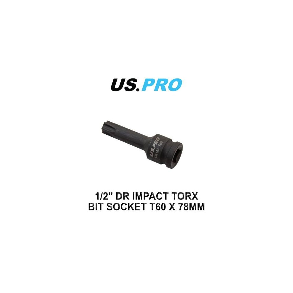 US PRO Tools 1/2" DR Impact Torx Bit Socket T60 X 78MM 3361