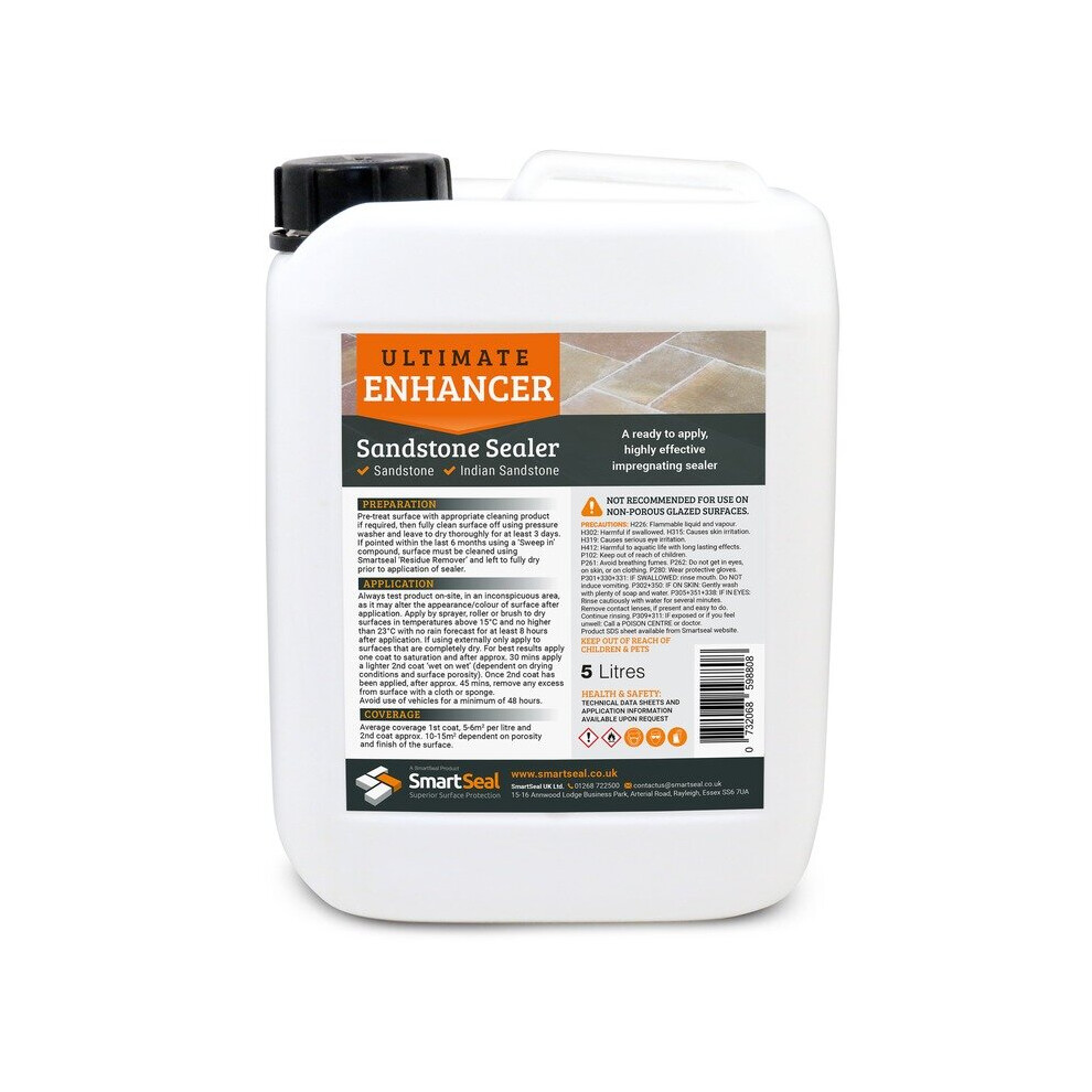 (5 Litres) Smartseal Natural Stone Sealer - Ultimate Enhancer Finish - High Quality, Impregnating, Sealer for Sandstone/Natural Stone