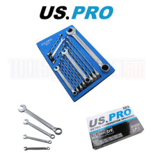 US PRO Tools 12 Piece Metric Combination Spanners Set In A Foam Tray 6-22mm 2273