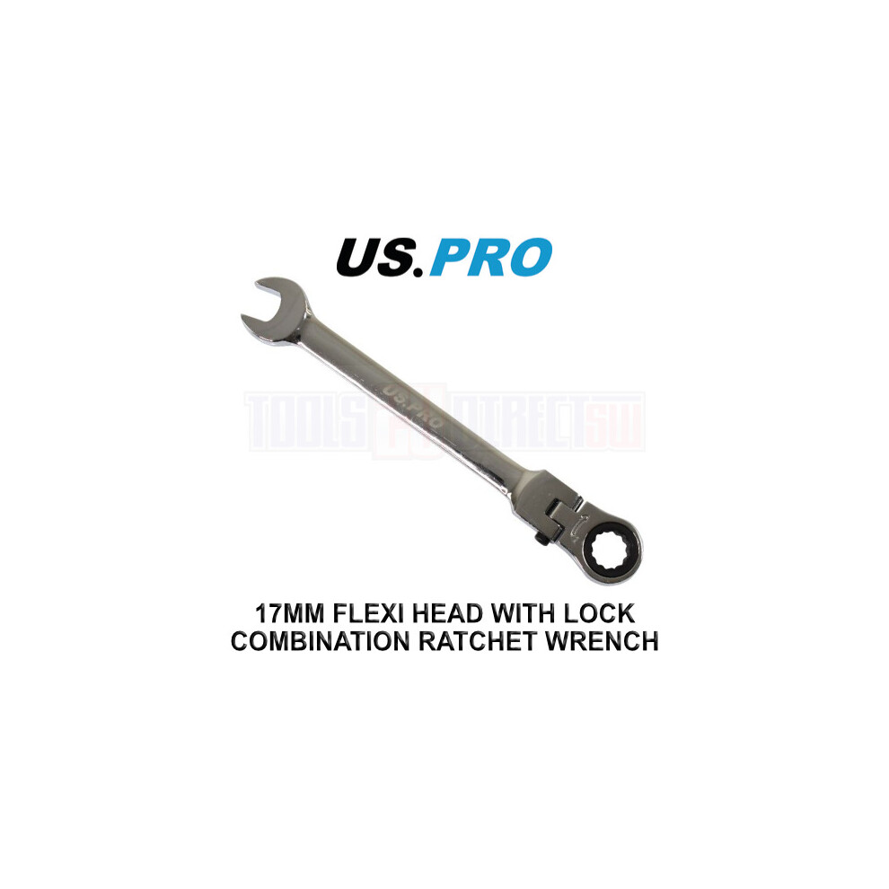 US PRO Tools 17MM Ratchet Flexi Head With Lock Combination Spanner Wrench 3682