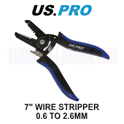 us pro US PRO Tools Precision Wire Strippers Cutters 7 Inch 0.6 - 2.6mm Safety Lock 6832