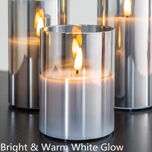 (Grey) Flameless Candles with Remote Flickering LED 1